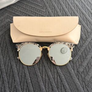 Gentle Monster black/gold/cream tortoise mirrored sunglasses